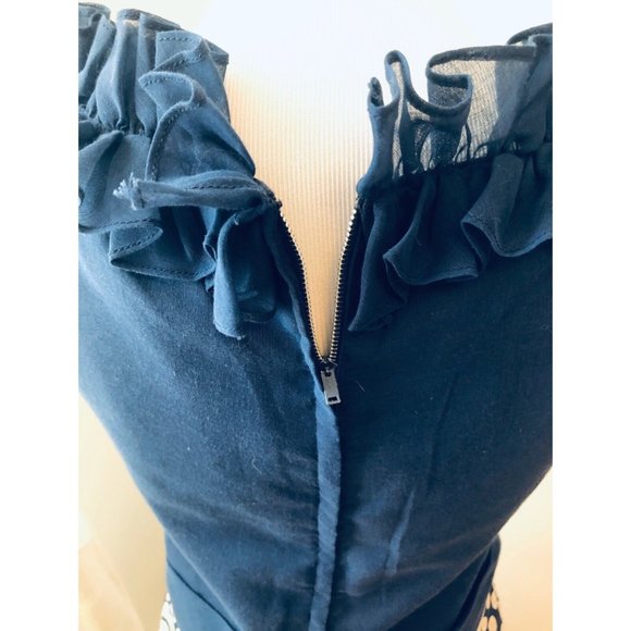 Rare Authentic Vintage Miss Elliette Polka Dot Ruffle Neck Maxi Dress Size M - Picture 5 of 9